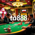 Experience thrilling gameplay at TA88, capturing a poker high-stakes game with vibrant colors and lively ambiance.