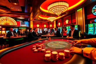 Exciting gameplay at a casino poker table, featuring players and chips at https://11bet.ac/ for an immersive gambling experience.