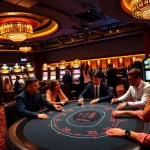 Top Club casino scene featuring vibrant poker action and flashing slot machines.