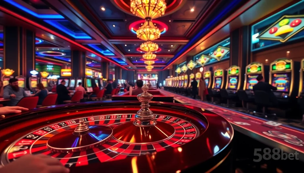 Players experiencing thrilling roulette action at 5588bet's upscale casino atmosphere.
