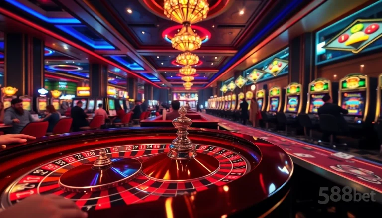 Players experiencing thrilling roulette action at 5588bet's upscale casino atmosphere.