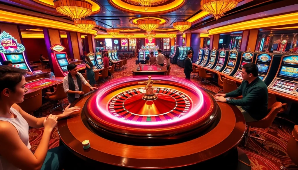 Exciting roulette action at HALO777 casino, vibrant players enjoying thrilling betting experience.